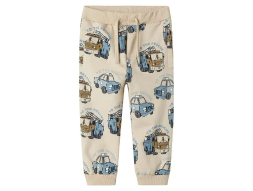 Name It sweatpants beige med redningskøretøjer